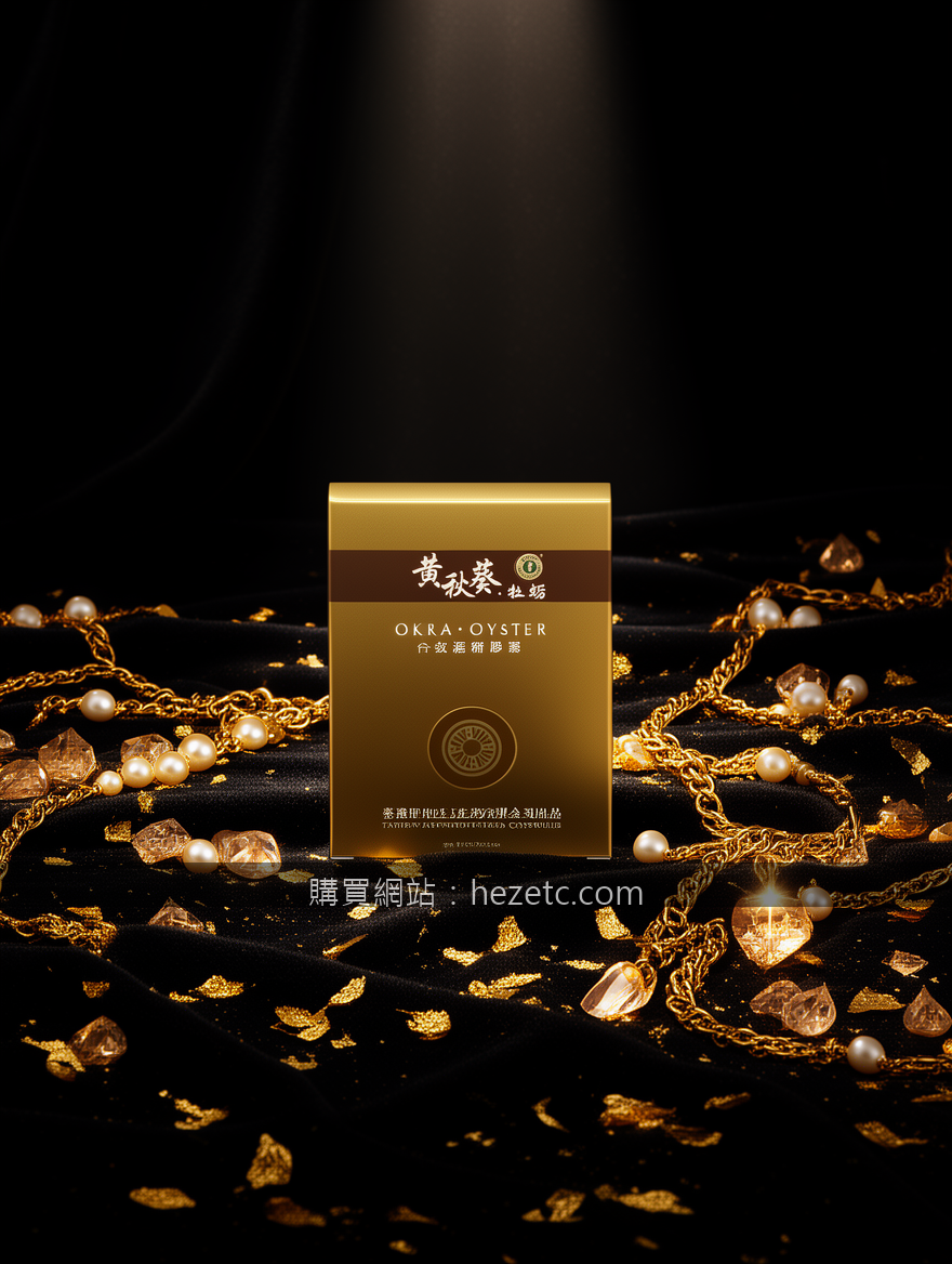 BLACK VELVET with gold leaf accents. Place the Okra Oyster Concentrated Capsules